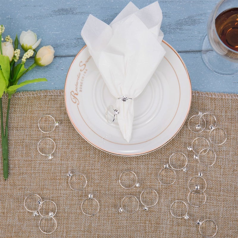 Topoox 60 Pack Silver Diamond Rings for Bridal Shower Games Engagement Party Favor Table Decorations - Image 4